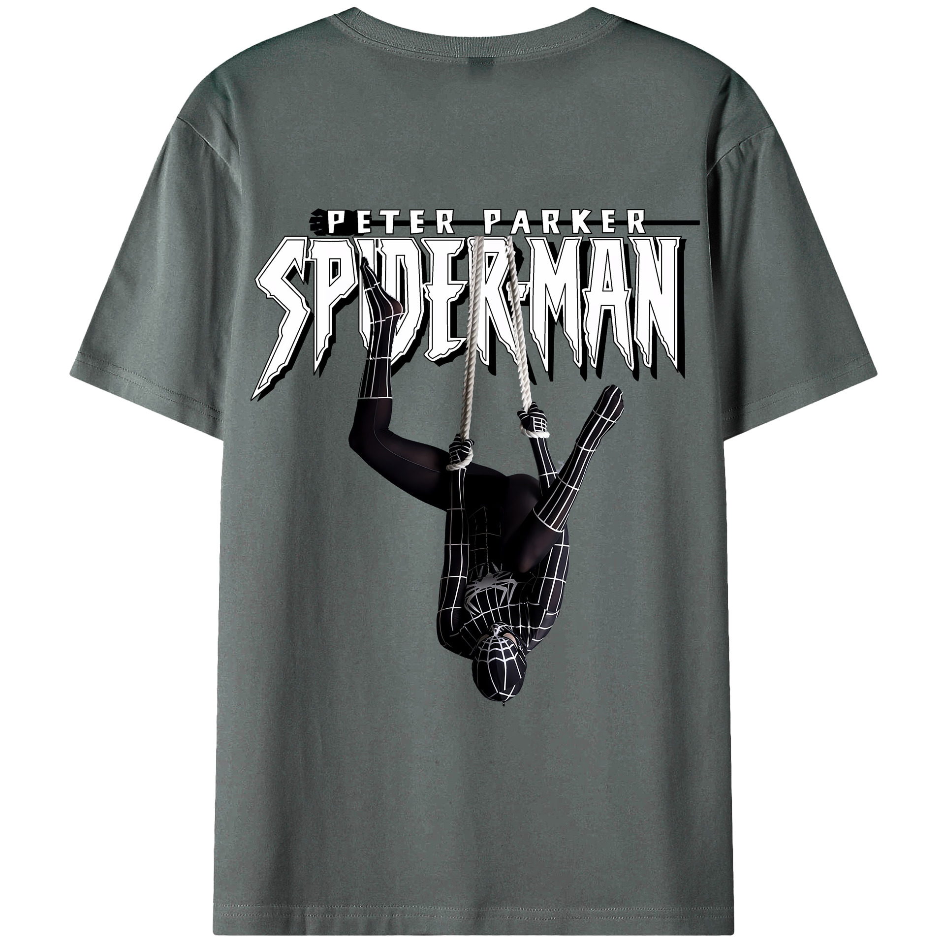 （画像用） Spider Man スパイダーマン 綿100％ メンズ半袖Tシャツ（バックプリント） 通気性